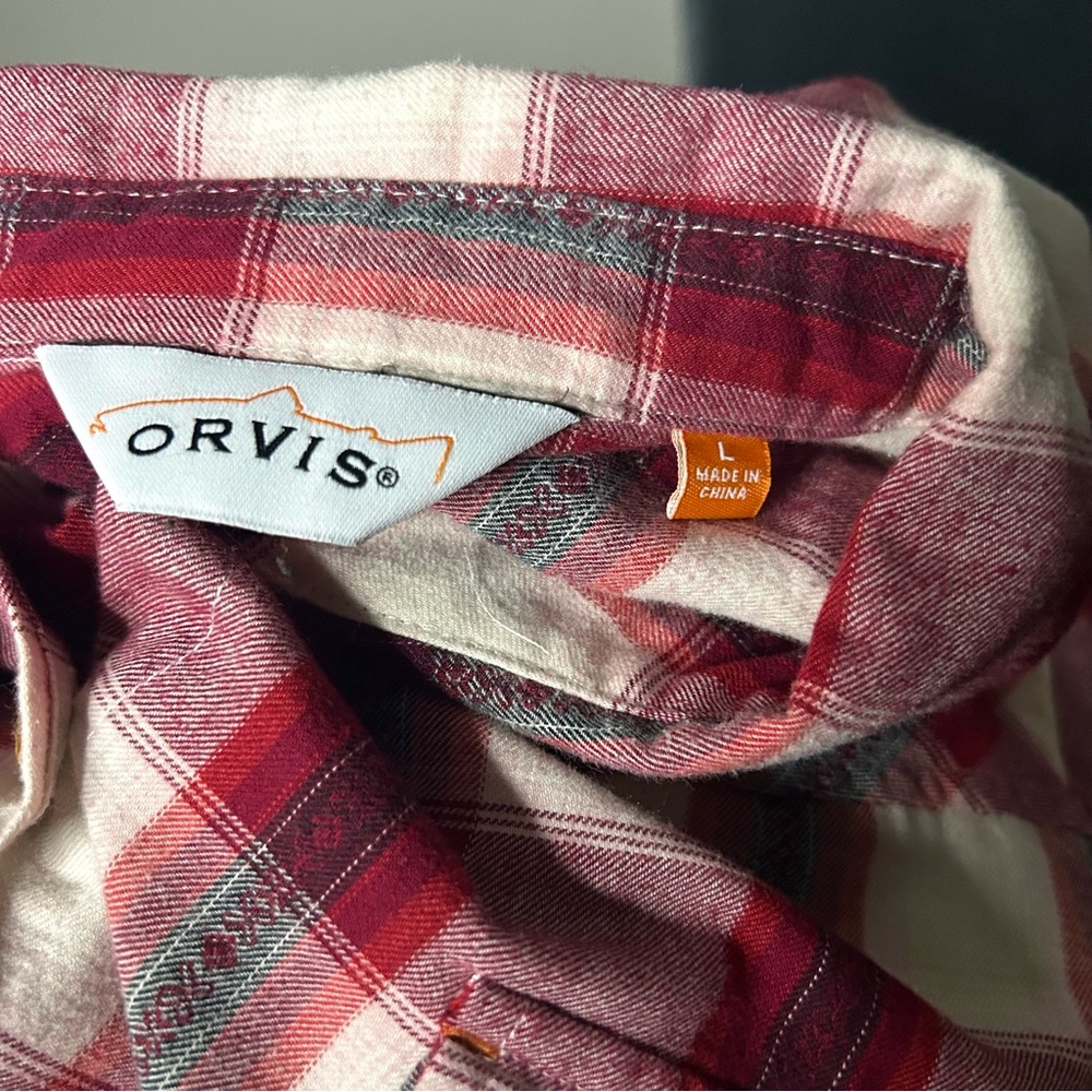 Red and White Plaid Button-Up Shirt - Picture 5 of 7
